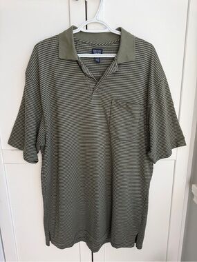 Denver Hayes Men’s XL Olive Geometric Polo Shirt Retro Dad Grandpa Core